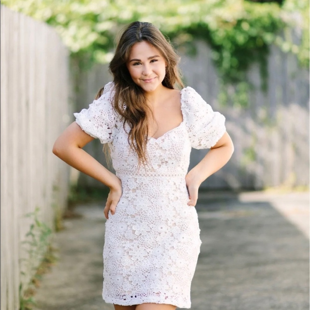 Crochet Mini Dress by Lush. Size Medium.